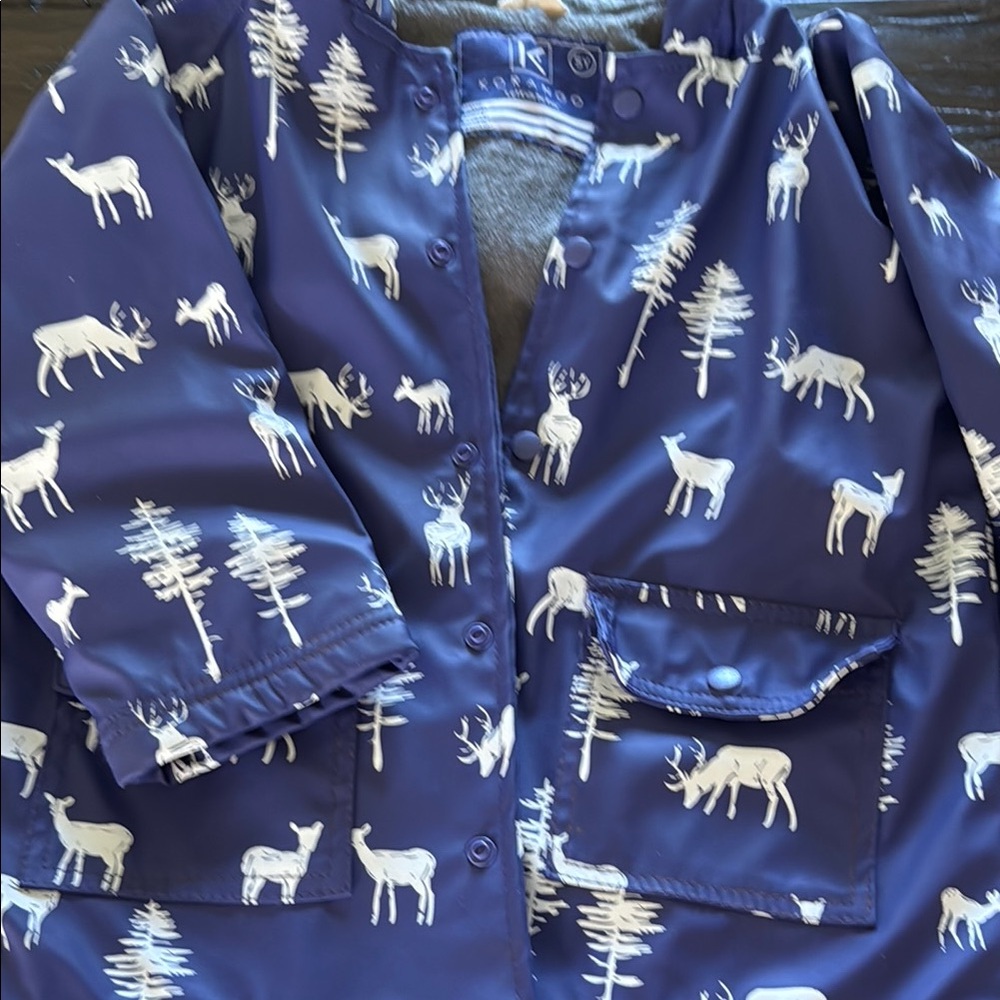 Blue and White Raincoat